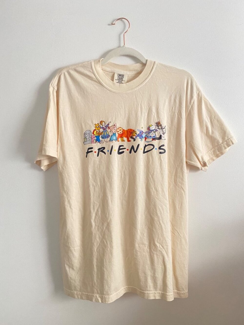 Friends Storybook Characters Graphic Tee Comfort Colors 100% Cotton Size M